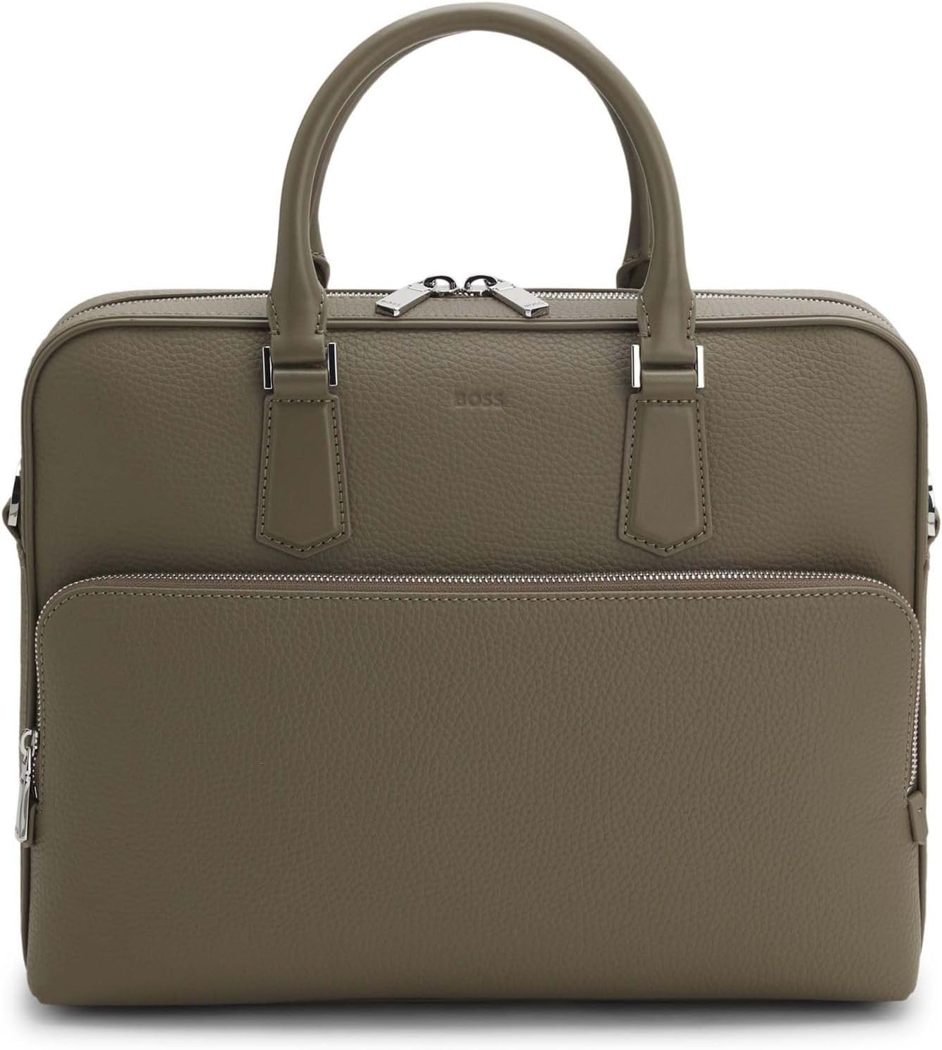 BOSS Pelle borsa da ufficio borsa a tracolla New Crosstown Document Case Open Brown grigio talpa