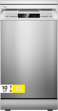 Midea MFD45S200X.1-IT Lavastoviglie Libera Installazione con 10 coperti, 8 Programmi, Display a LED, Partenza Ritardata, Funzione di Mezzo Carico, Asciugatura Extra - Inox