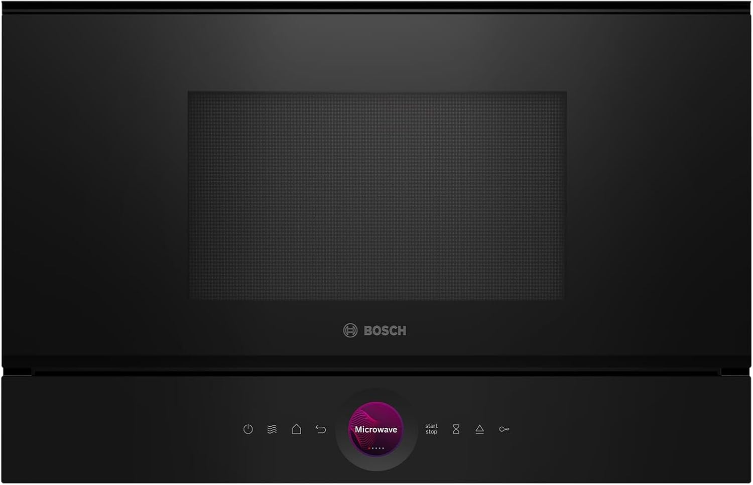 Bosch BER7321B1, serie 8, forno a microonde da incasso, nero, 38 x 60 cm, 900 W, fermata porta a destra, AutoPilot 10 con 10 programmi automatici, supporto per la pulizia, display touch TFT,