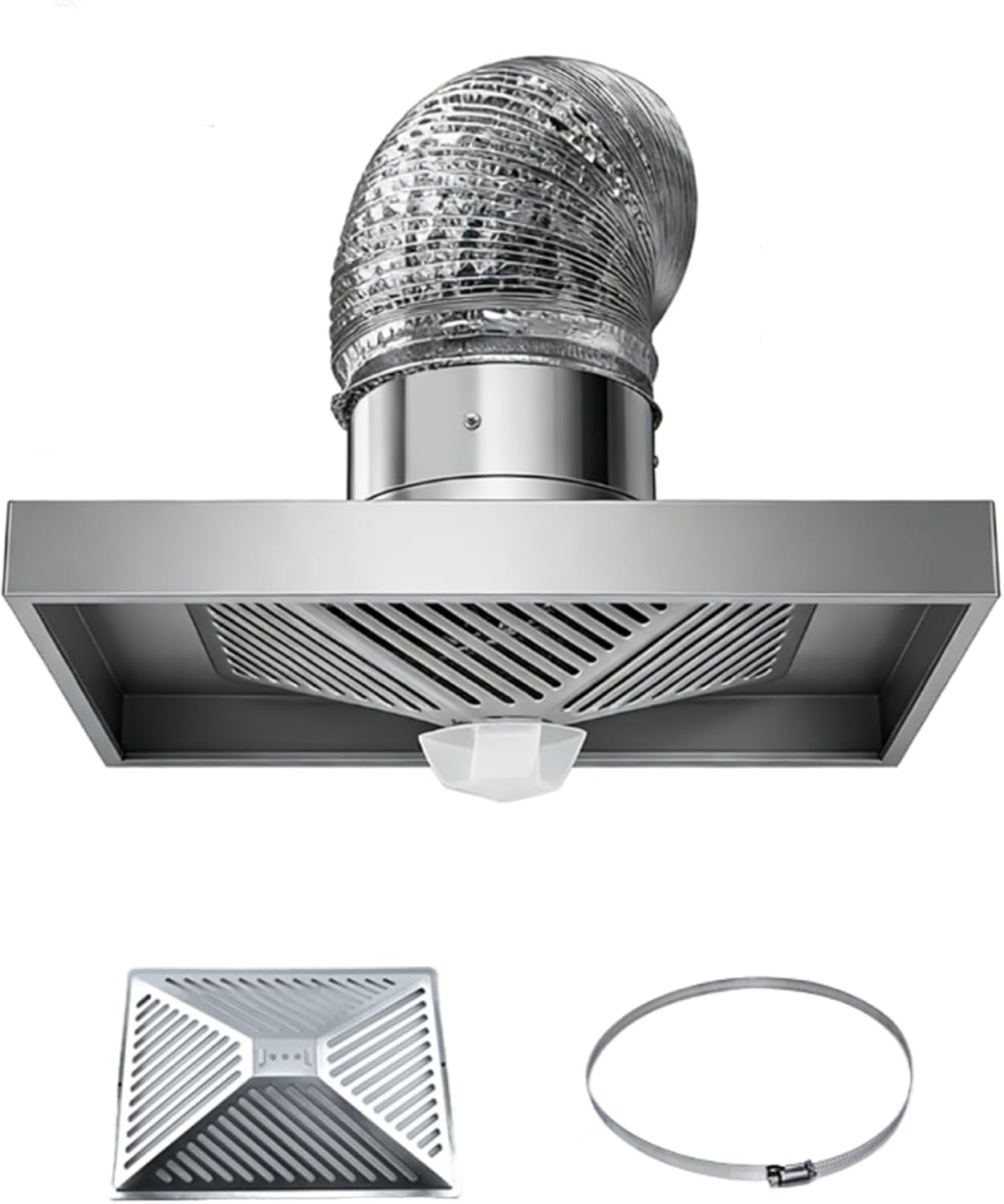 2m Pipe, Cappa da Cucina Potente per Uso Domestico, Ventilatore di Scarico ad Alto Volume d'Aria e Basso Rumore con Contenitore per Olio e Tubo per cucine residenziali, 6 Pollici