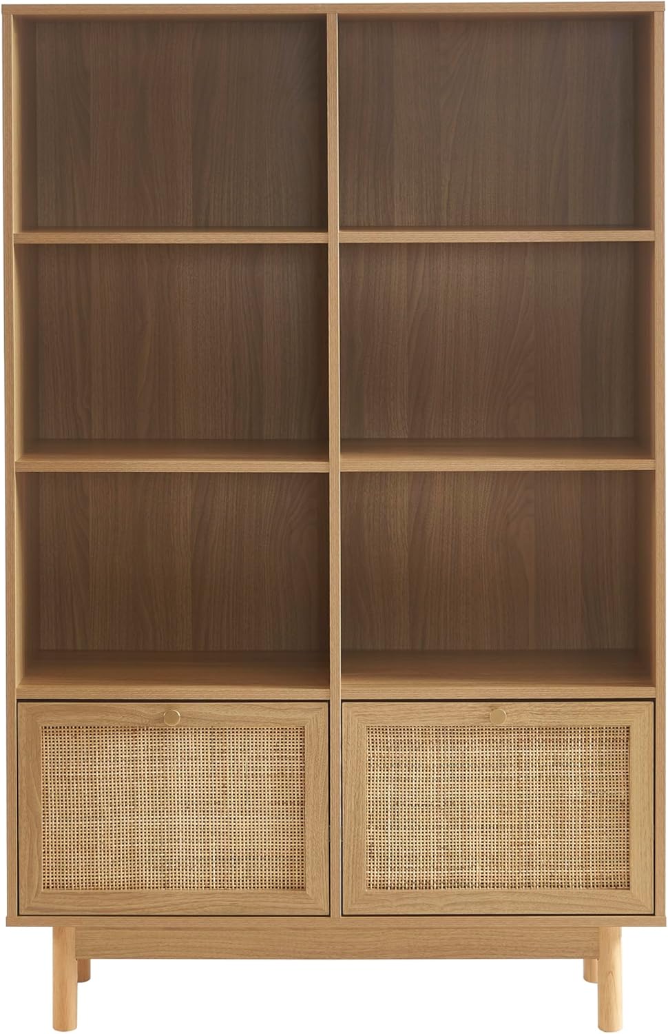BAÏTA Libreria Helena effetto rovere e cannage rattan, 100 cm