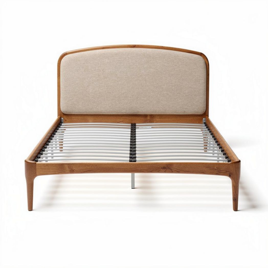 Letto matrimoniale in legno con testata imbottita per camera da letto – 200 x 160 x 100 cm