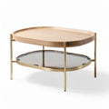 Tavolino da caffè in legno e vetro per soggiorno - 80 x 50 x 45 cm