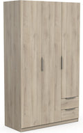 Demeyere Modern Wardrobe with 3 Doors and 2 Drawers 4 Niches, Kronberg Oak, 119.4 x 51 x 203 cm, Engineered Wood
