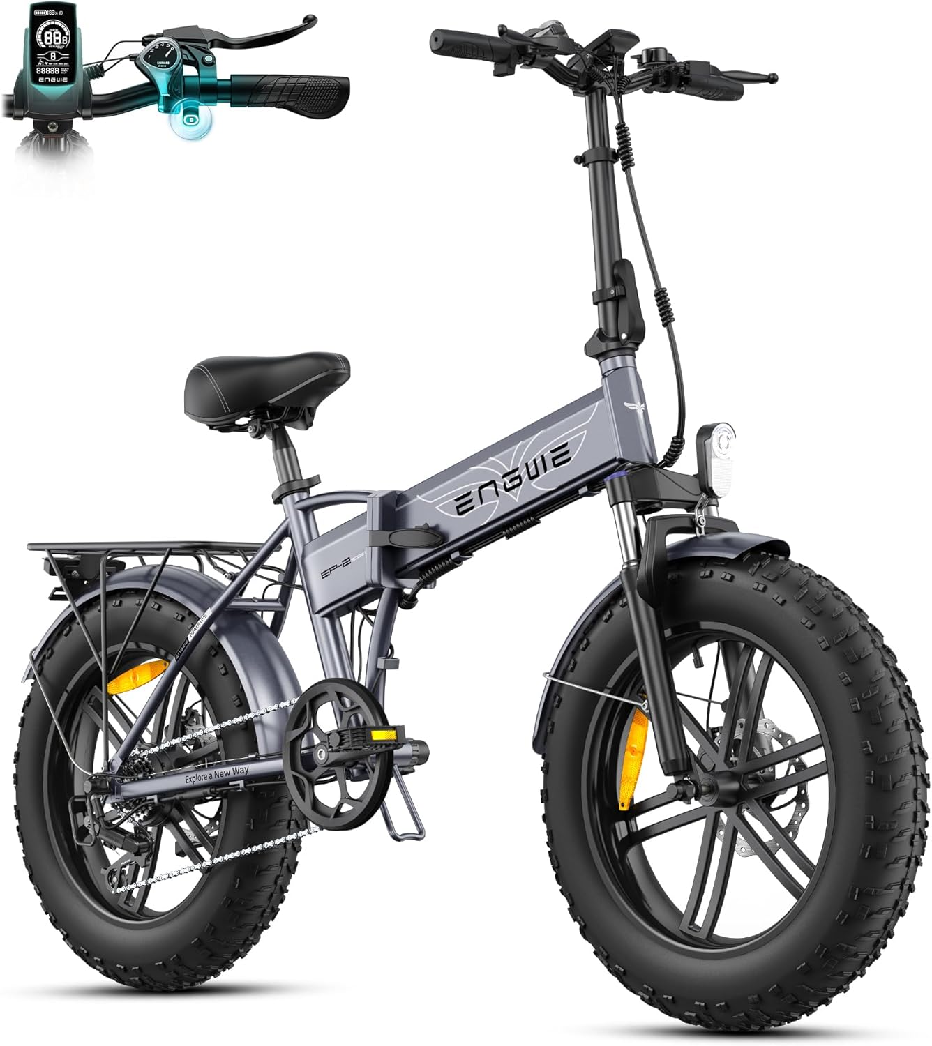 ENGWE Bici Elettrica Pieghevole, Bicicletta Elettrica da 48V 13Ah Batteria Rimovibile, Autonomia di 50-120 km E-bike，20×4.0 Fat Tire 7 Velocità ebike da per Ogni Terreno