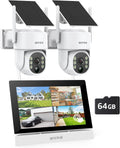 ANNKE Kit Telecamere Videosorveglianza Solare con Monitor, 7 4CH 5MP NVR con 2x 4MP Telecamera WiFi, Panoramica 270° e Inclinazione 90°, 2 Vie Audio, Rilevamento di Persona, Visione Notturna a Colori