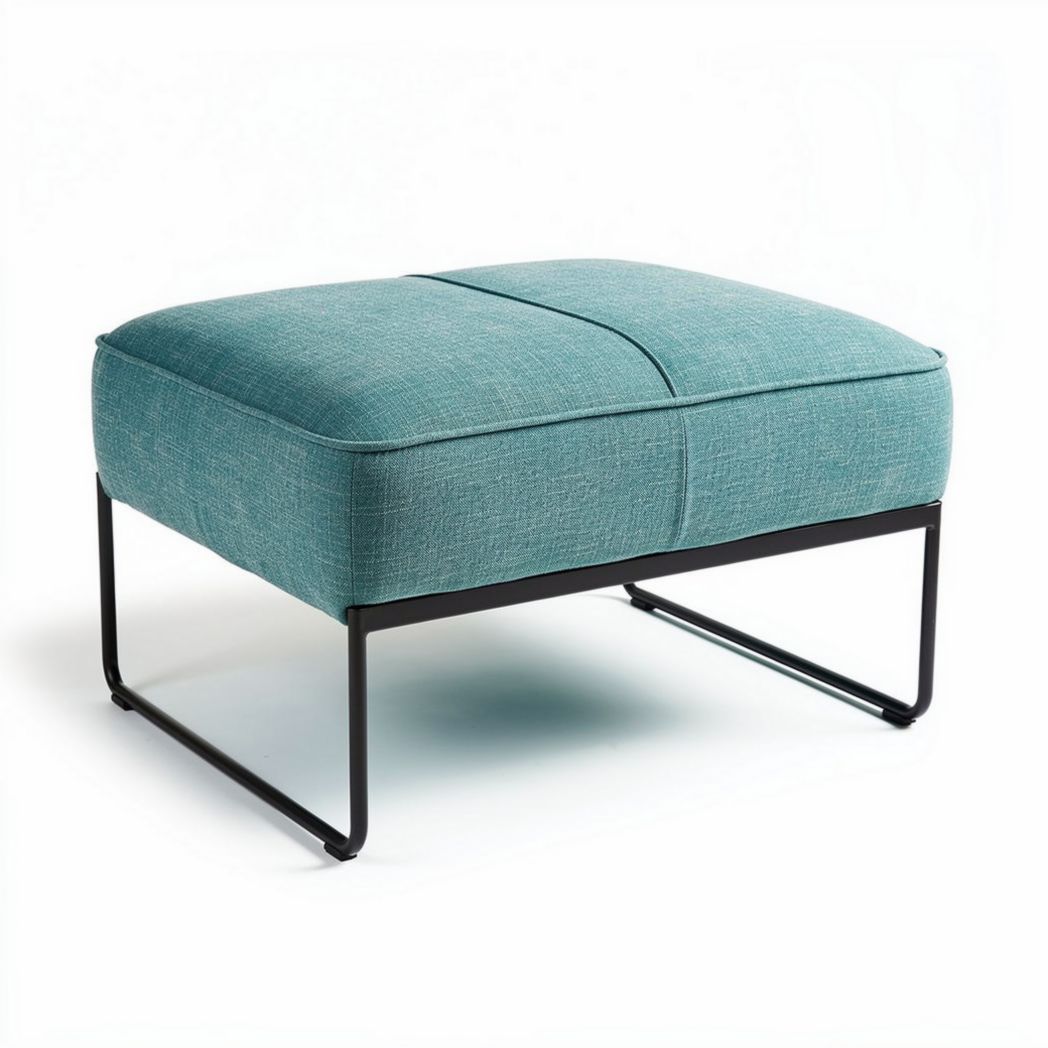 Pouff in tessuto con base metallica per area relax – 60 x 60 x 40 cm