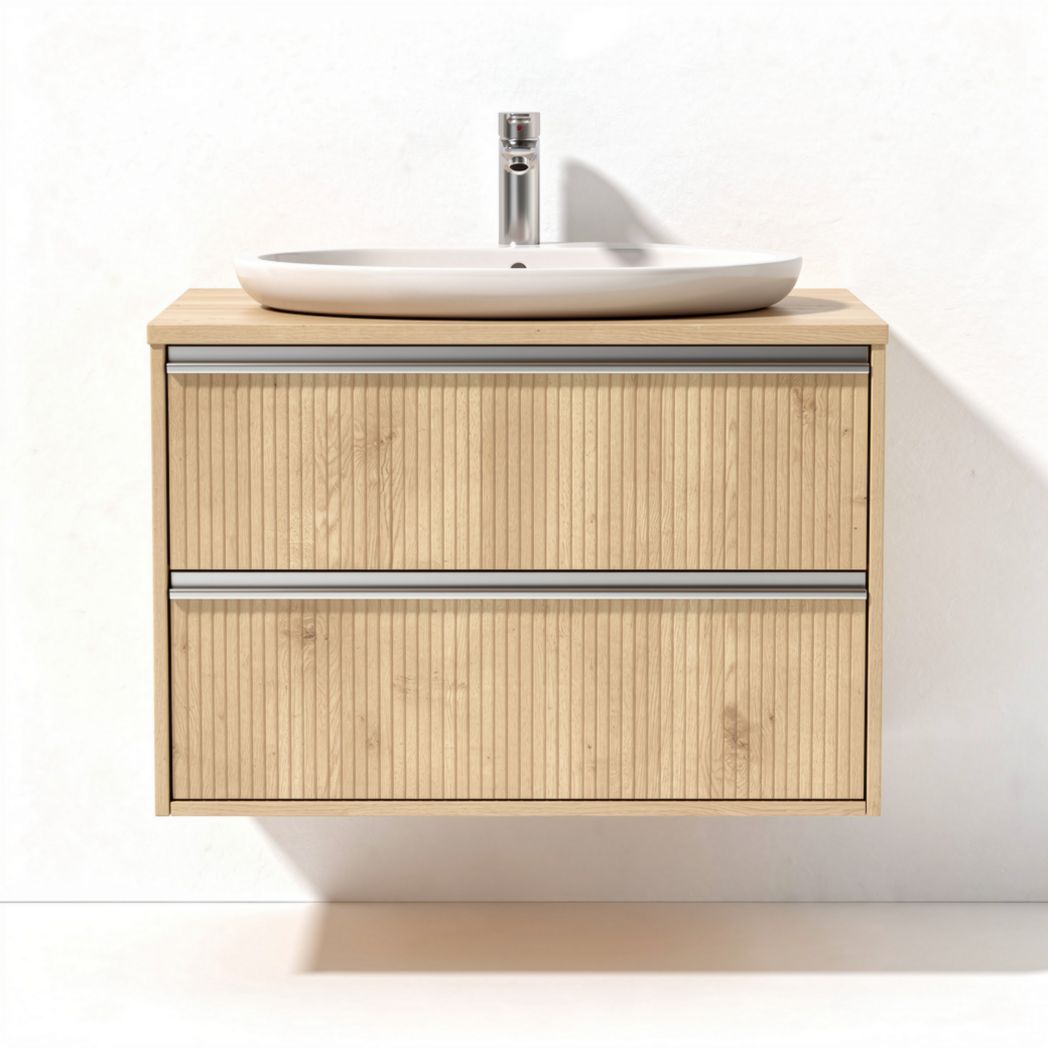 Mobile contenitore da bagno in legno con lavabo integrato – 60 x 45 x 30 cm