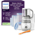 Avent Steamer Blender Gift Set - EasyPappa 4 in 1, cuoci a vapore, frulla, scongela e riscalda facilmente le pappe, con vasetti e coperchi, SCF883/20