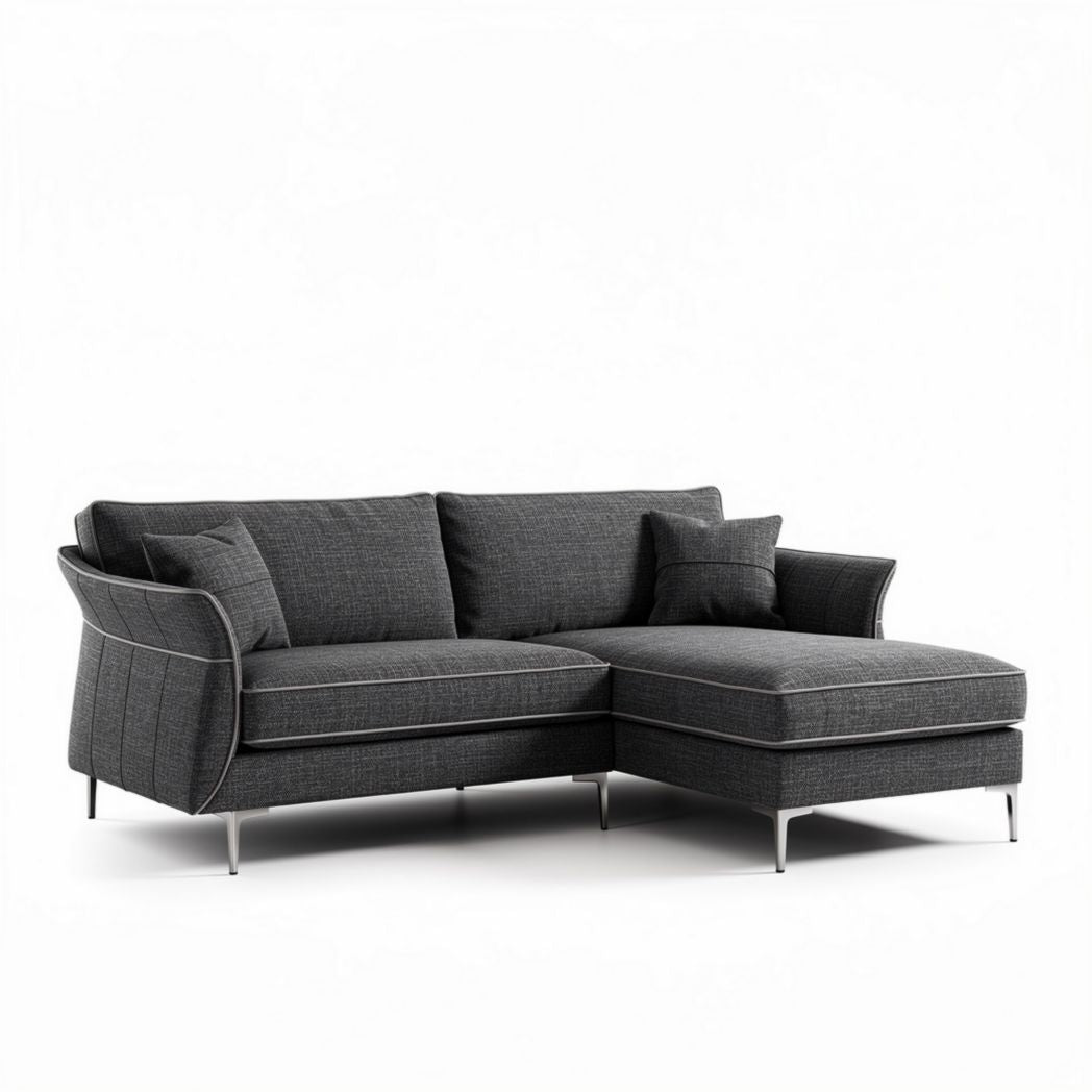 Divano angolare in tessuto per salotto – 200 x 90 x 85 cm