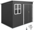 Casetta per attrezzi Outsunny 4,13 m³, casetta da giardino, 260 x 177 x 190 cm, casetta per attrezzi con finestra, porta con serratura, garage per biciclette, mobile da giardino in acciaio, per