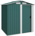 Outsunny Casetta da Giardino 1.7m² in Acciaio Zincato con kit Fondazione, Capanno da Giardino Porta Attrezzi con Tetto Inclinato, 4 Prese d'Aria, Porta Scorrevole, 152x132x188 cm, Verde