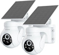 blurams 2K Telecamera Wi-Fi Esterno con Pannello Solare, 2PZ Telecamere a Batteria, 360°PTZ Telecamera da Esterno Senza Fili, Rilevazione di Movimento PIR, Visione Notturna a Colori, IP65, solo 2,4GHz