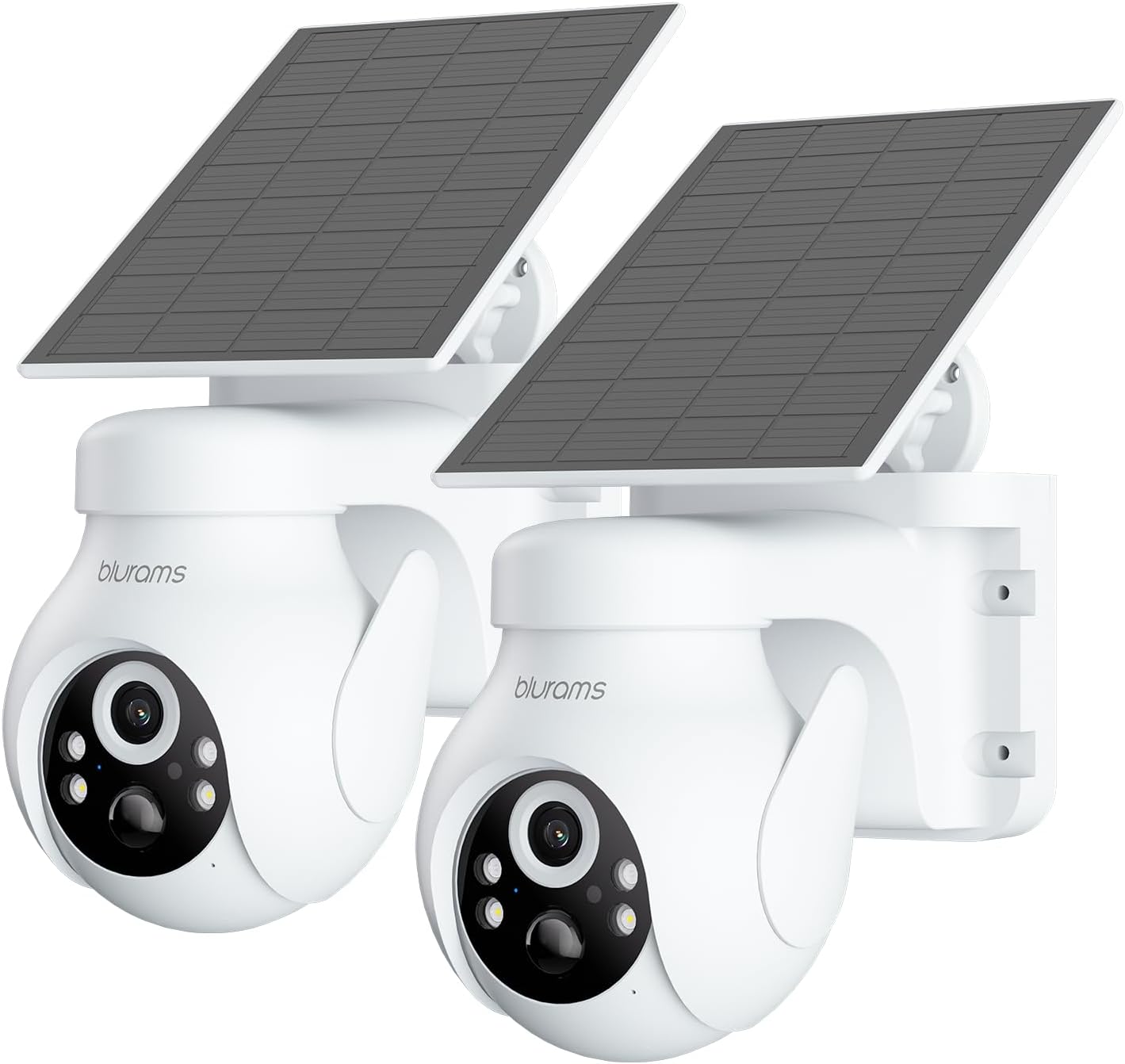 blurams 2K Telecamera Wi-Fi Esterno con Pannello Solare, 2PZ Telecamere a Batteria, 360°PTZ Telecamera da Esterno Senza Fili, Rilevazione di Movimento PIR, Visione Notturna a Colori, IP65, solo 2,4GHz