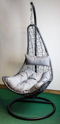 AVANTI TRENDSTORE - Binto - Hanging chair in powder-coated steel with polyester cushions in beige/cream colour. Dimensions LA 105 x 195 cm