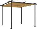 Outsunny Pergola Gazebo 3 x 3 m with Sliding Roof, Drainage Holes, Pegs and Screws, Garden Pergola in Polyester 180 g/㎡ and Metal, UV30+, for Patio, Balcony, Terrace and Outdoor, Beige