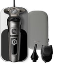 Philips Rasoio elettrico Serie 9000 Prestige, secco e umido, cromo brillante, rasatura Lift  Cut, tecnologia SkinIQ, base di ricarica Qi, regolabarba, rifinitore per il naso (moo SP9871/22)