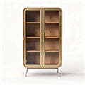 Mobile vetrina in legno e vetro per soggiorno – 80 x 40 x 160 cm