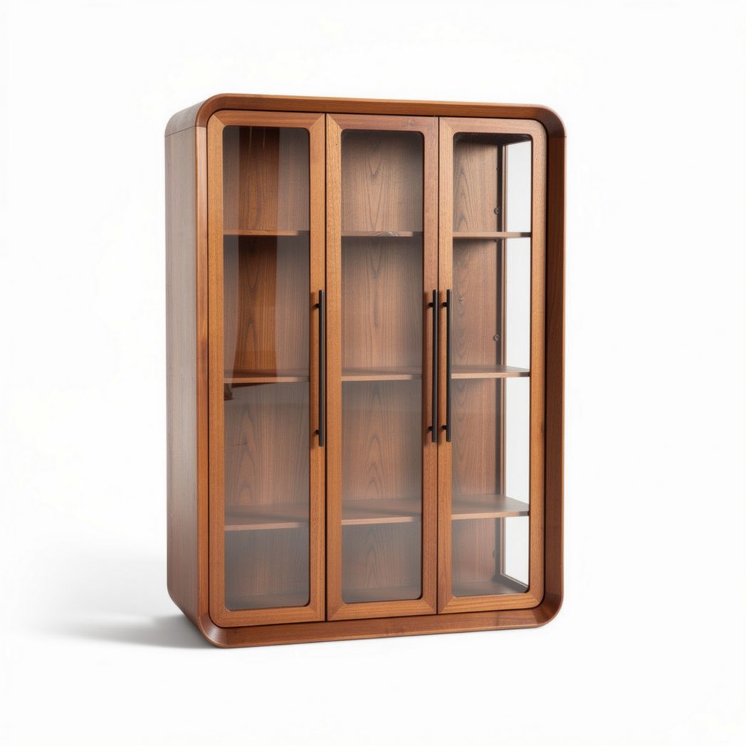 Vetrina in legno per soggiorno con porte in vetro – 80 x 30 x 120 cm