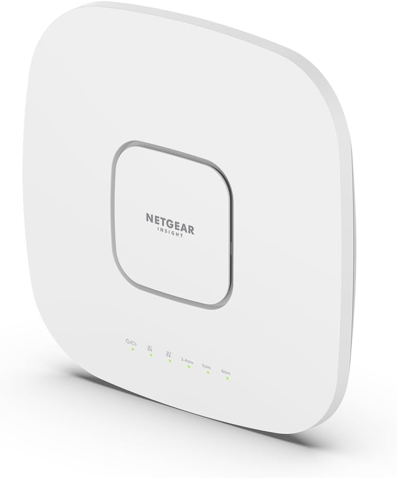 NETGEAR Wireless Access Point (WAX638E), WiFi 6E con Ethernet, PoE Dual-Band AXE7800, 4 anni di gestione remota Insight inclusa, alimentazione o adattatore CA (non incluso)