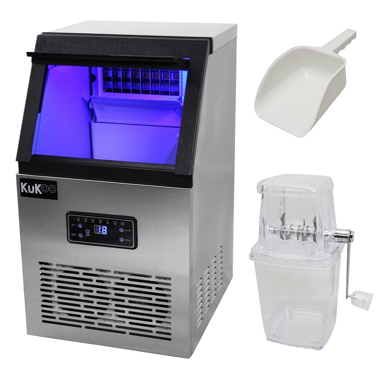 Macchina per Cubetti di Ghiaccio Commerciale Produttività 40kg/24h, Macchina di Cubetti di Ghiaccio da Cucina Commerciale Schermo LED in Acciaio Inox, Macchina Ghiaccio per Ristorante Bar Cucina