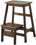 Space-Saving Sgabello pieghevole con gradino 2 in 1: legno massello ispessito, doppio uso for arrampicarsi e sedersi(Walnut color,Style 2)