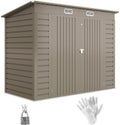 Outsunny Casetta da Giardino 2.7m² in Acciaio Zincato, Capanno Porta Attrezzi con Tetto Inclinato, 2 Prese d'Aria, Porte Bloccabili con Lucchetto Chiavi, Guanti, 249x121x183 cm, Grigio Chiaro