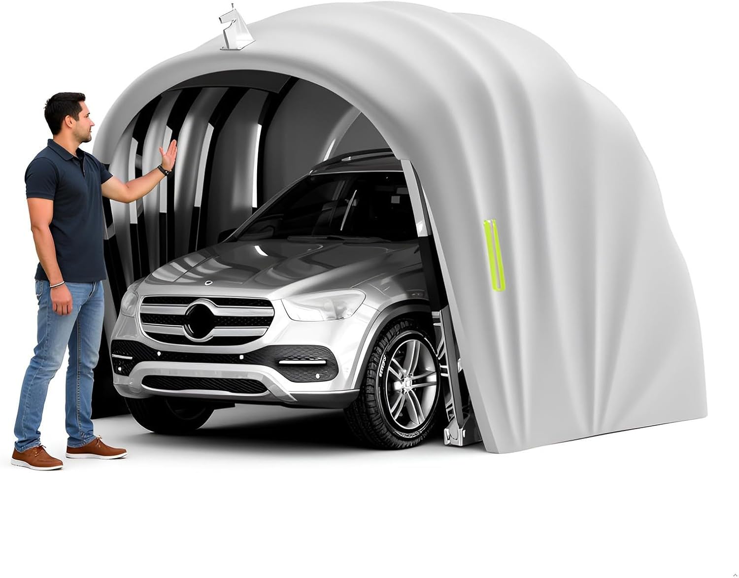 Carport Pieghevole Mobile in Acciaio Inossidabile, Riparo per Auto, Tettoia per Auto Portatile, Resistente al Vento e alla Neve, Adatto per Ambienti Esterni
