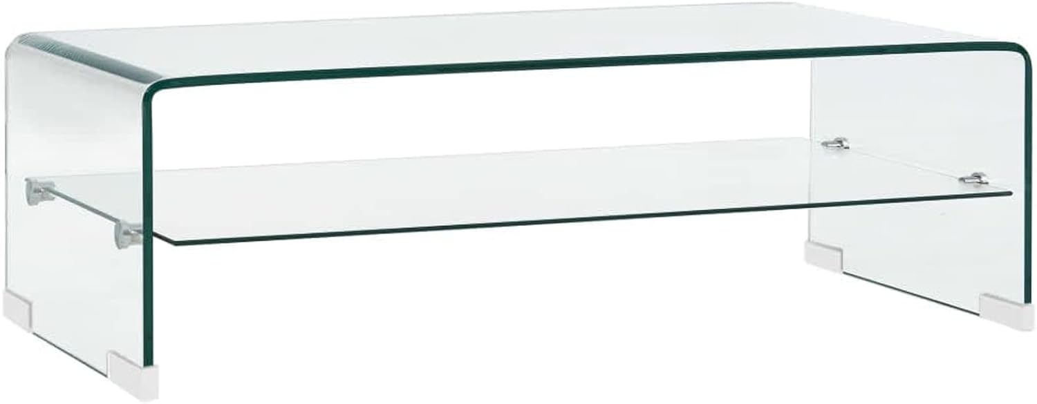 Lechnical Tavolino da caffè Trasparente 98x45x31 cm in Vetro Temperato,Tavolino da caffè,Tavolino da caffè per Soggiorno,Tavolino da Salotto Moderno