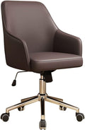 YCKEGEW Poltrone Moderne In Pelle Con Schienale Medio E Rotelle, Sedia Da Computer Per Casa Per Adulti Che Lavorano E Studiano, Sedia Da Scrivania Girevole Ergonomica(Coffee brown)
