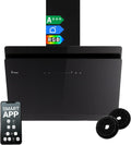 KKT KOLBE A+++ Cappa aspirante 80 cm 782 cbm/h, ricircolo, senza testa, cappa da parete | vetro nero | automatico | APP WiFi intelligente | SensorTouch | illuminazione LED RGBW |