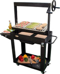 Barbecue a Legna Argentino XXL (72,5x41cm), +50% Spazio Cottura, Barbecue Carbonella XXL, Griglia BBQ con Sistema di Raccolta Grassi, Ruota in Alluminio - 100% Made in Italy