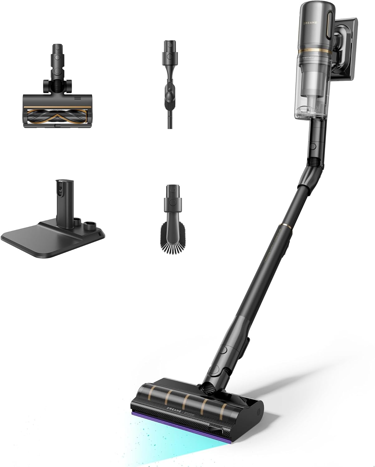 DREAME V20 Pro-A Aspirapolvere Senza Fili, 0 mm dai Bordi, Anti-groviglio, Pulizia Pavimenti duri e Tappeti e Moquette, Aspirazione 24,000PA/210 AW, Autonomia Massima 90 min, Filtrazione 99,99%