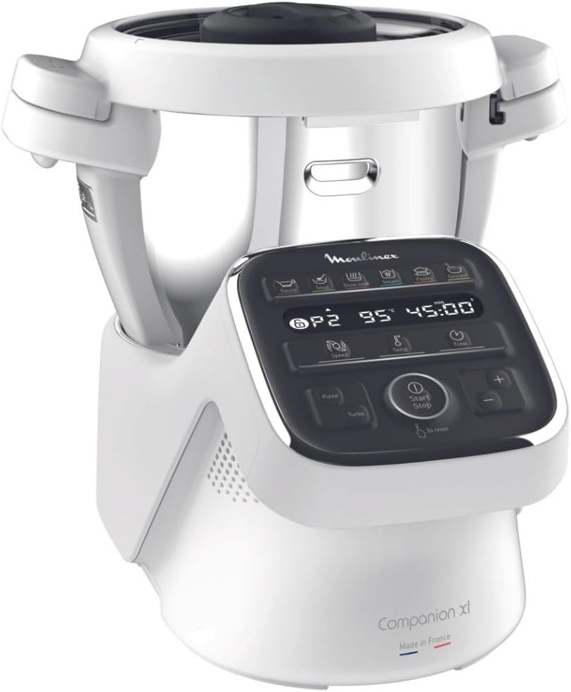 Moulinex HF80CBK Companion Robot da Cucina Multifunzione, 1500 W, 3L, da 30 a 150 °C, 12 Programmi Automatici e Modalità Manuale, 6 Accessori Dedicati, Ricettari Personali Tramite l’App