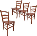 VIRSUS Set 4 Sedie Paesana in Legno Massello, Misura 43x42x86 cm, Sedia Tradizionale Robusta, per Casa, Cucina, Agriturismo, Ristorante, Made in Italy (Noce Scuro)