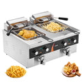 VEVOR Friggitrice Commerciale Elettrica da Banco a Doppia Vasca 3000 W, 2 Friggitrici a Olio 8,5 L con 2 Cestelli, Acciaio Inox Spesso 1 mm, Controllo Tempo Temperatura, per Uso in Cucina Ristorante