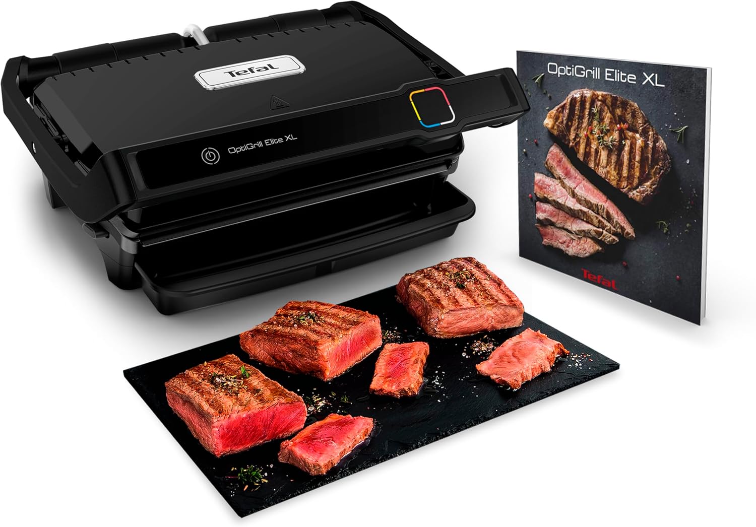 Tefal OptiGrill Elite XL GC760812 - Griglia a contatto, 16 programmi, display digitale con indicatore del livello di cottura, piastre XL rimovibili, griglia elettrica, colore nero
