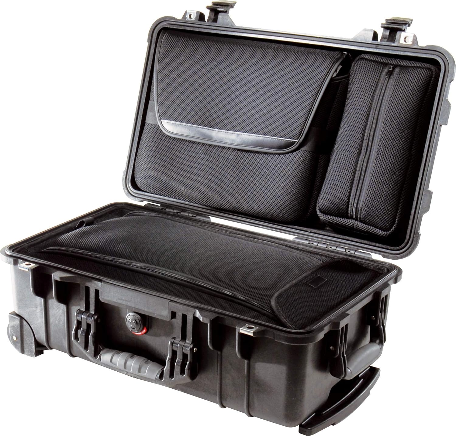 PELI 1510LOC Valigia per computer portatile con custodia per computer rimovibile e custodia per accessori, IP67 Impermeabile, Capacità di 27L, Prodotto in USA, Colore Nero