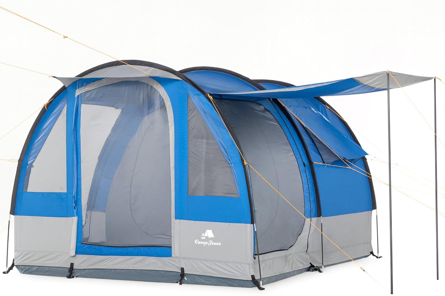CampFeuer Tenda da campeggio Smart per 4 persone | Tenda familiare grande con 3 entrate e 2.000 mm di colonna d'acqua | Tenda a tunnel | Tenda per gruppi