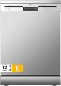 Midea MFD60S121X-IT Lavastoviglie Libera Installazione con 12 coperti, 6 Programmi, Partenza Ritardata, Funzione di Mezzo Carico, 60 cm - Inox