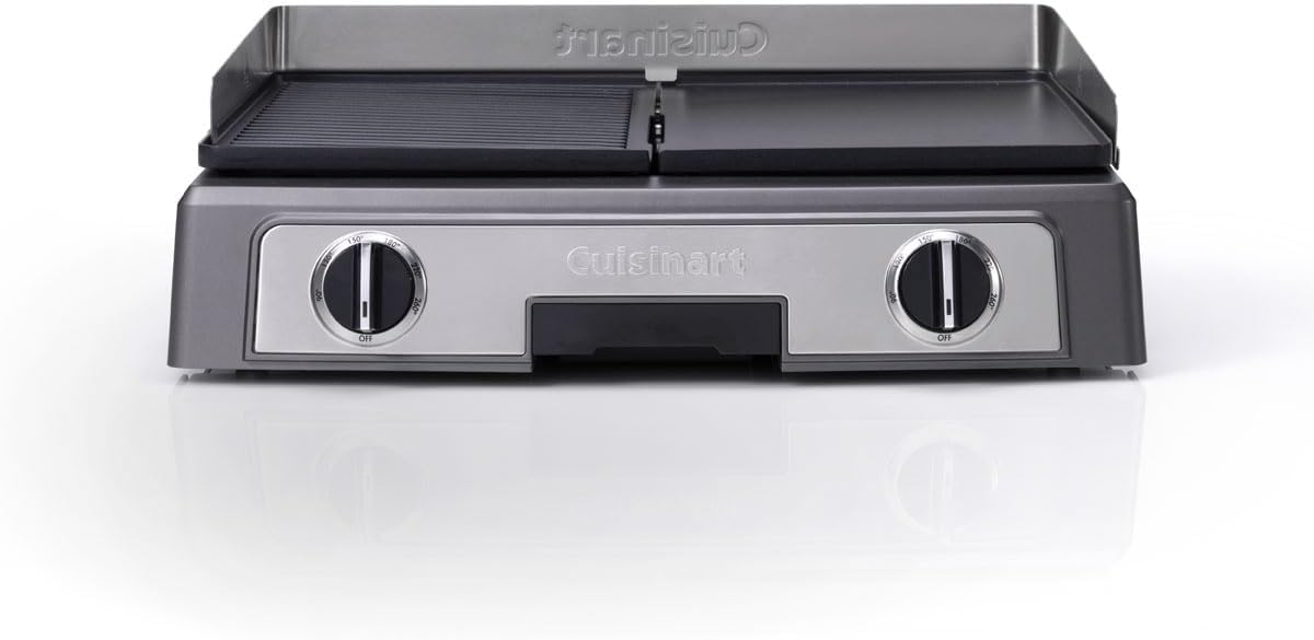 Cuisinart Dual sided Hot Plate Entertaining Grill  Griddle | XL Electric Plancha Grill | Piastra rimovibile antiaderente, Dual-zone Health Grill | Temp Control 90°C-260°C