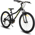 HILAND Climber Bicicletta per Bambini, 24, 7 Marce, Freno a V, Mountain Bike con Forcella Ammortizzata per Ragazzi e Ragazze, blu/verde menta/rosa/nero