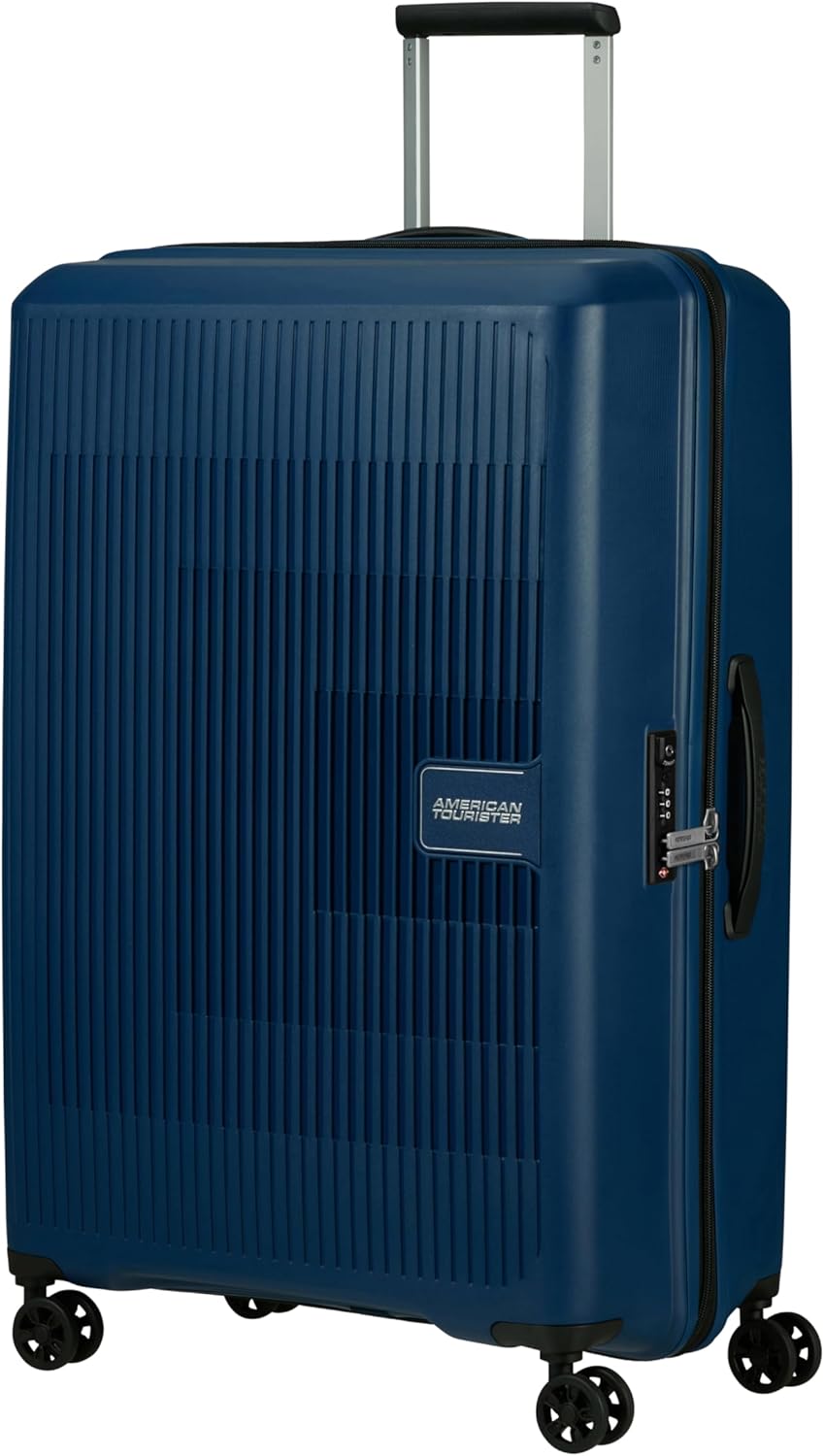 American Tourister Aerostep - Spinner L, Valigia Espandibile, 77 cm, 101.5/109 L, Blu Marino