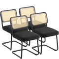 VEVOR Sedie in Rattan, Set di 4, Sedia da Pranzo Moderna della metà del secolo, Sedia Imbottita in Velluto con Schienale in Rattan, Sedie per Sala da Pranzo Intrecciate per Soggiorno, Ufficio, Nero
