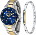 Maserati Orologio Uomo, Tempo, Data, Analogico, Cinturino in Acciaio, Collezione Competizione Special Pack con Bracciale - R8873600007