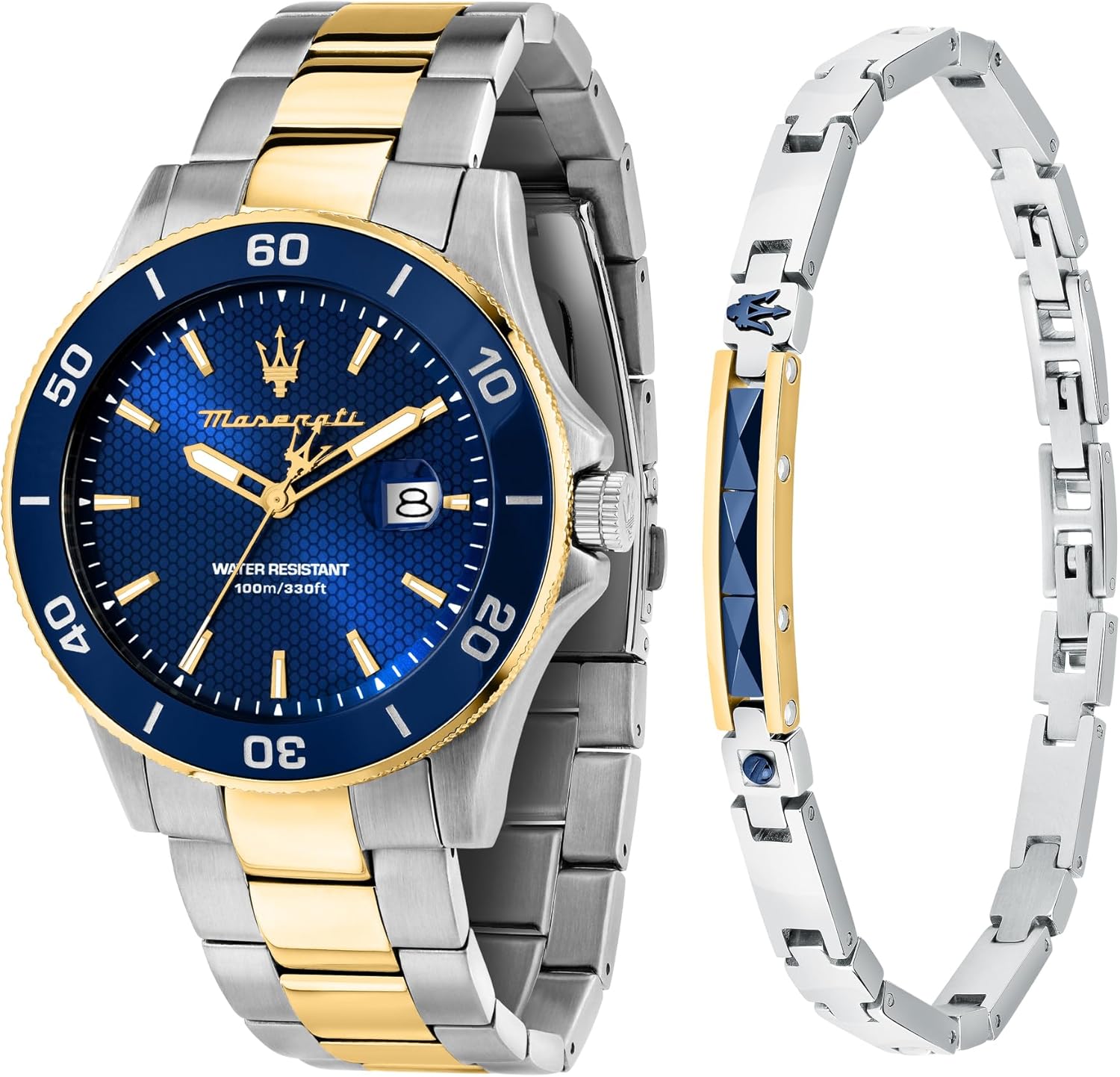 Maserati Orologio Uomo, Tempo, Data, Analogico, Cinturino in Acciaio, Collezione Competizione Special Pack con Bracciale - R8873600007