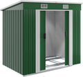 GARDEBRUK® Capanno da Giardino in Metallo 2m² con Fondamenta 200x125x180cm Porta Scorrevole Casetta per Attrezzi verde Capanna da Esterno 4m³