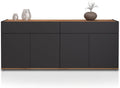 WHOUS Credenza e Buffet GARDA per Soggiorno con 2 Cassetti e 4 Ante, Madia per Salotto, Cucina e Sala da Pranzo in Legno, 160,1x35x70 cm, Antracite Opaco e Rovere