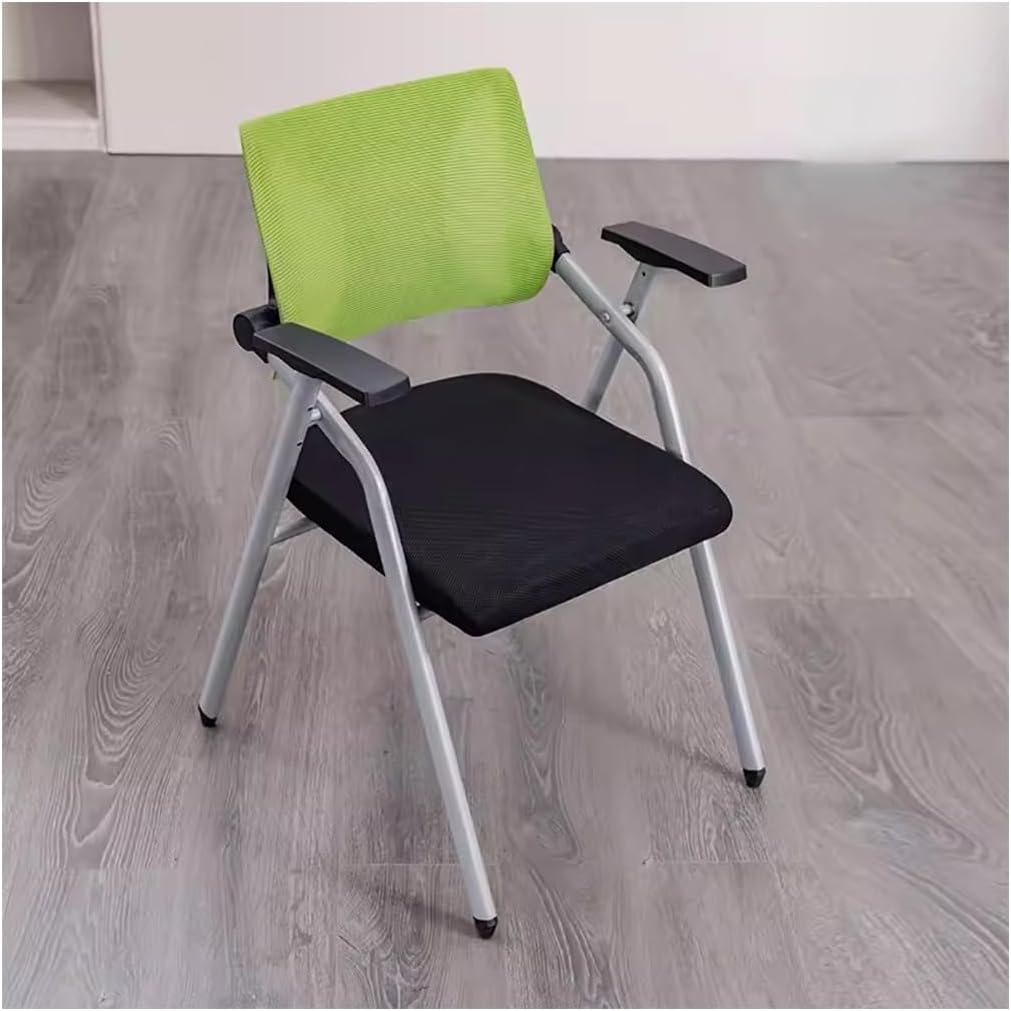 Sedia da Ufficio Ergonomica Pieghevole con Braccioli, Seduta per Conferenze E Formazione, Design Compatto per Riunioni, Sgabello Portatile per Personale, Ideale per L'Uf,Green-Taille Unique