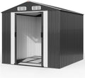 Deuba Capanno da Giardino XXXL Metallo 8m² Fondamenta 312x257x177, 5cm Porta Scorrevole Casetta per Attrezzi 14,7m³ Antracite